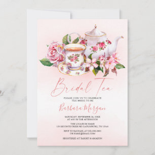 Fête des mariées rose Floral Tea Party Invitation
