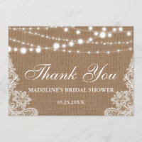 Fête des mariées Rustique Burlap Lights Merci dent