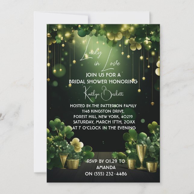Fête des mariées St. Patricks Invitation verte (Devant)