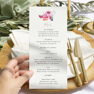 Fête des mariées Tea Party Dusty Pink Teapot Menu