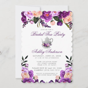 Fête des mariées Tea Party Purple Invitation