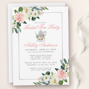 Fête des mariées Tea Party rose Floral Invitation