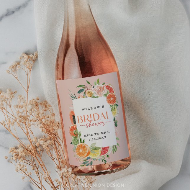 Fête des mariées Tropical Citrus Étiquettes de vin (Créateur téléchargé)