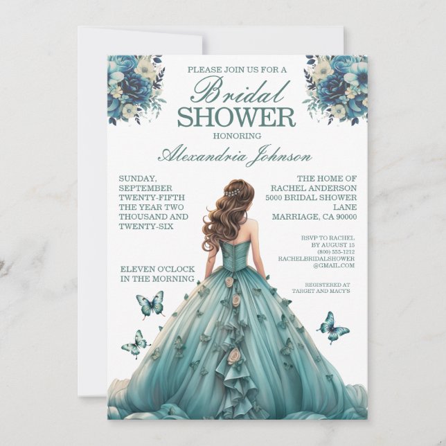 Fête des mariées turquoise Fancy Dress Invitations (Devant)