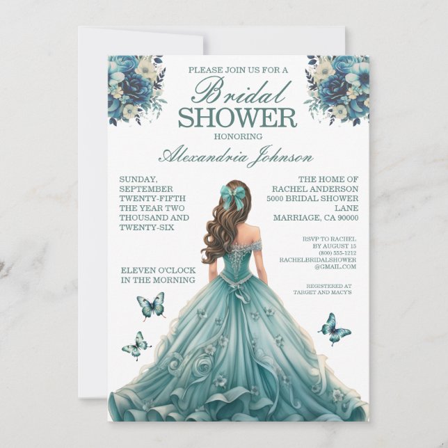 Fête des mariées turquoise Fancy Dress Invitations (Devant)