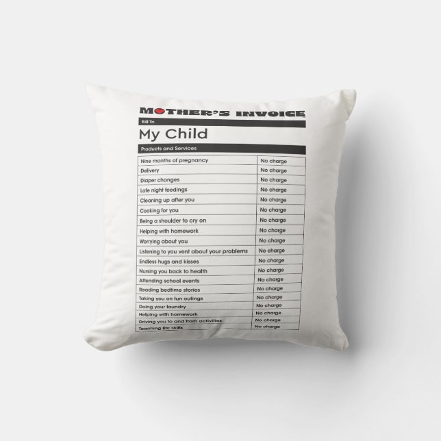 Fête des mères Amour Coussin de facture - Cadeau p (Recto)