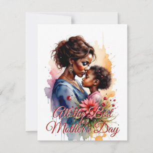 Fête des mères Aquarelle africaine Amour Art