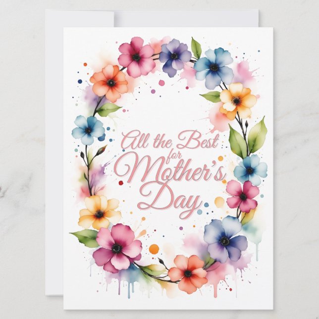 Fête des mères Aquarelle Florale Wreath (Devant)