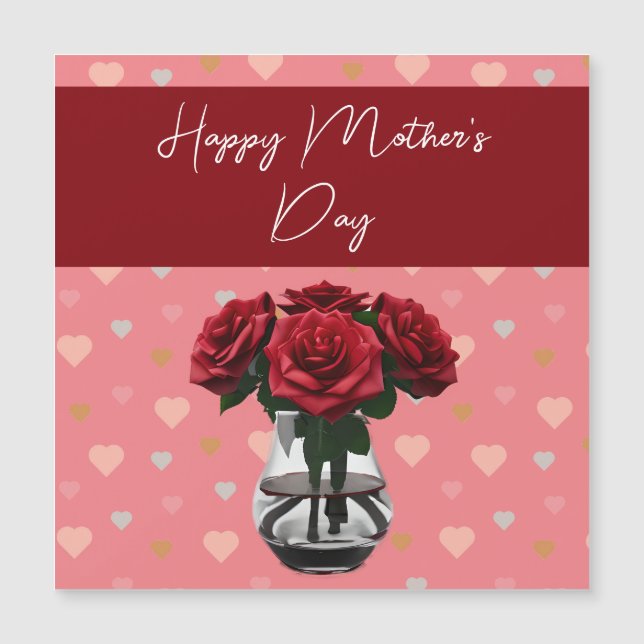 Fête des Mères Bouquet rose floral élégant rouge (Devant)