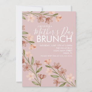 Fête des mères Brunch Floral Blush Pink Invitation