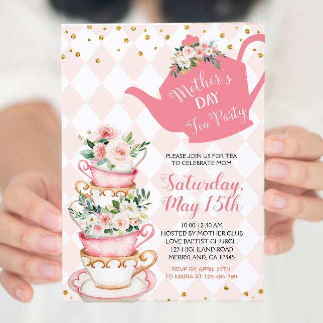 Fête des mères Brunch Tea Party Floral Invitation (Créateur téléchargé)