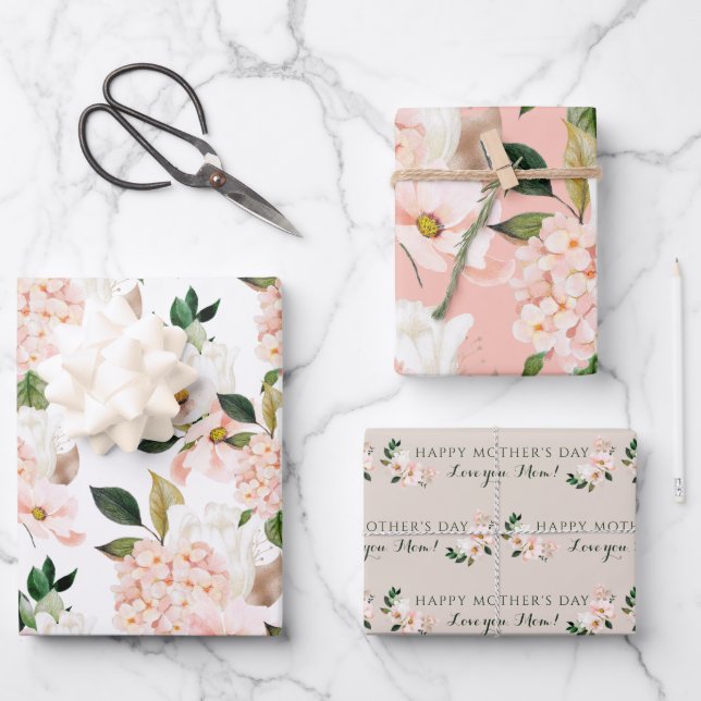 Fête des mères d'Hydrangea enveloppant des feuille (Recto)