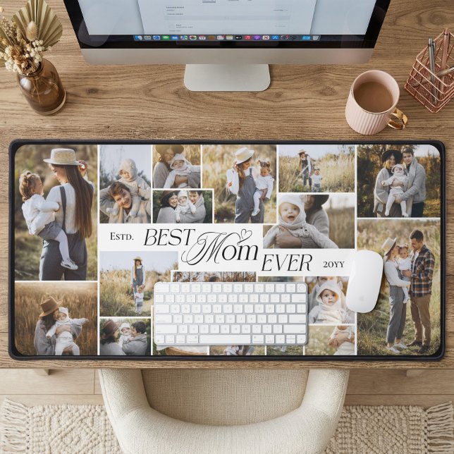 Fête des Mères élégante Meilleure Maman Collage de (Elegant Mothers Day Best Mom Ever Photo Collage Desk Mat)