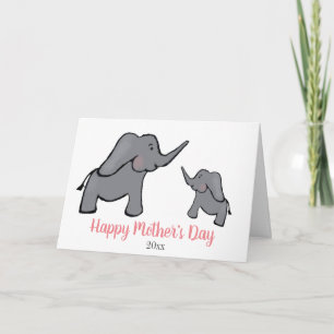 Fête des mères éléphant mère & carte enfant