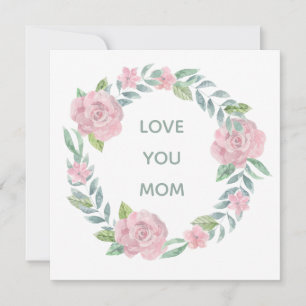 Fête des mères Floral Love You Maman Carte Carré