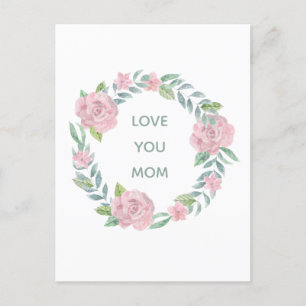 Fête des mères Floral Love You Maman Carte postale