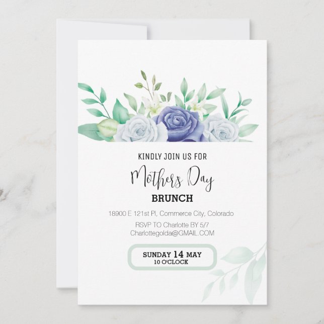 Fête des mères florales Brunch Invitation (Devant)