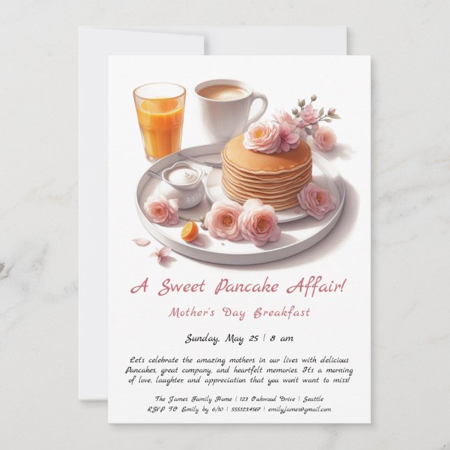 Fête des mères Invitation pour le petit-déjeuner - (Devant)