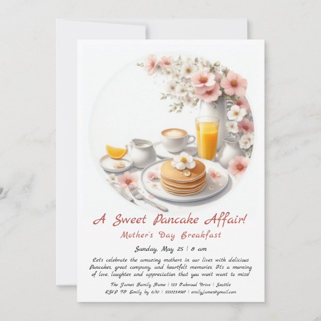 Fête des mères Invitation pour le petit-déjeuner - (Devant)