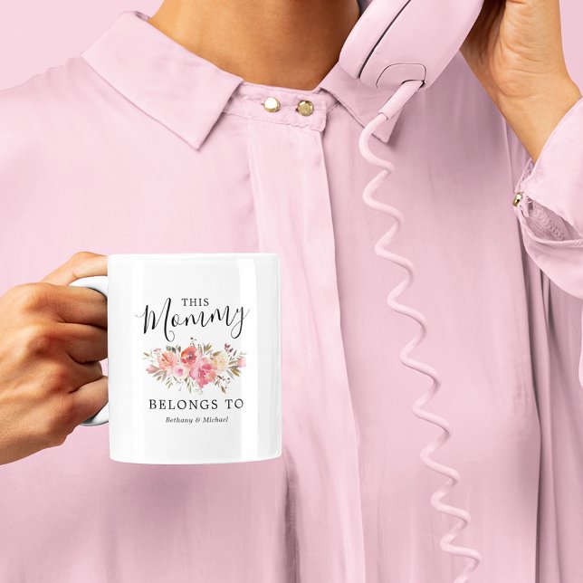 Fête des mères maman Pink Floral Café Mug (Créateur téléchargé)