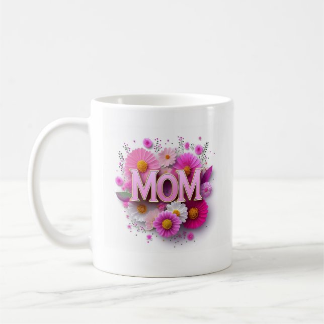 Fête des mères Maman Pink Floral Mug (Gauche)