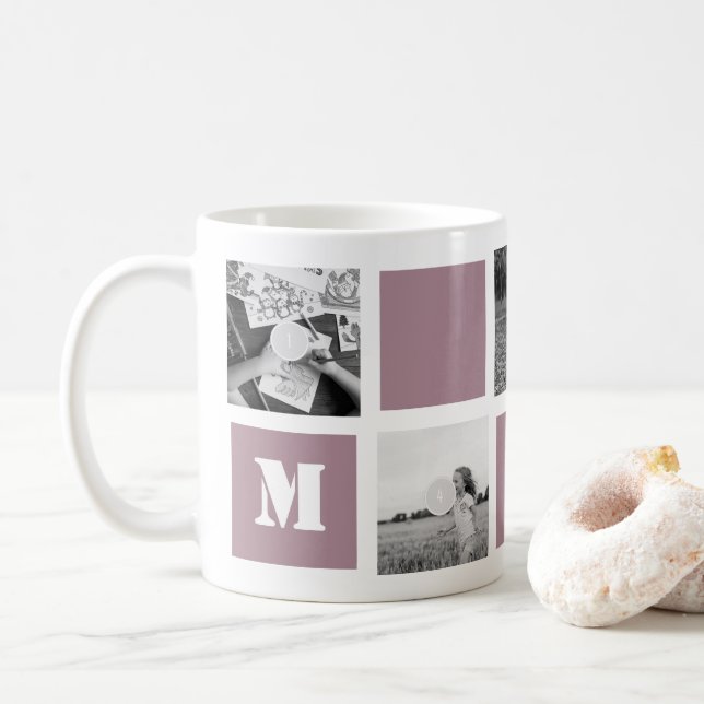 Fête des mères Mauve 5 Photos Maman Collage Mug (Avec donut)
