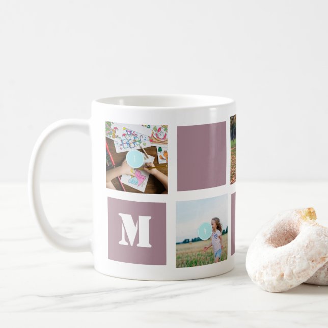 Fête des mères Mauve 5 Photos Maman Collage Mug (Avec donut)