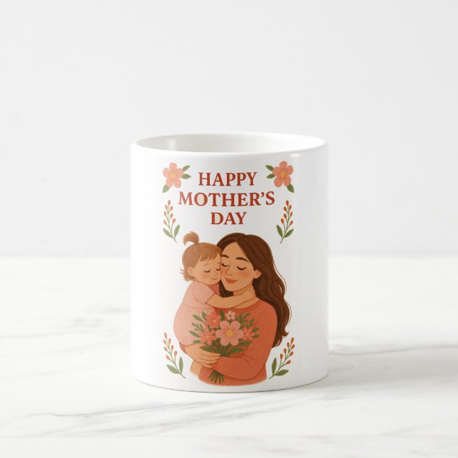 Fête des Mères Mug Maman et fille Hug Illustration (Centre)
