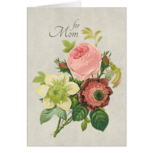 Fête des mères Redouté Pink rose carte CC1111