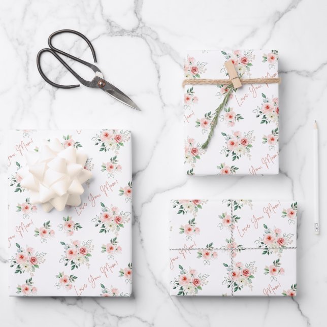 Fête des mères Rose enveloppant des feuilles de pa (Recto)