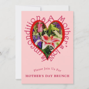 Fête des Mères Rose Floral Amour Brunch Invitation