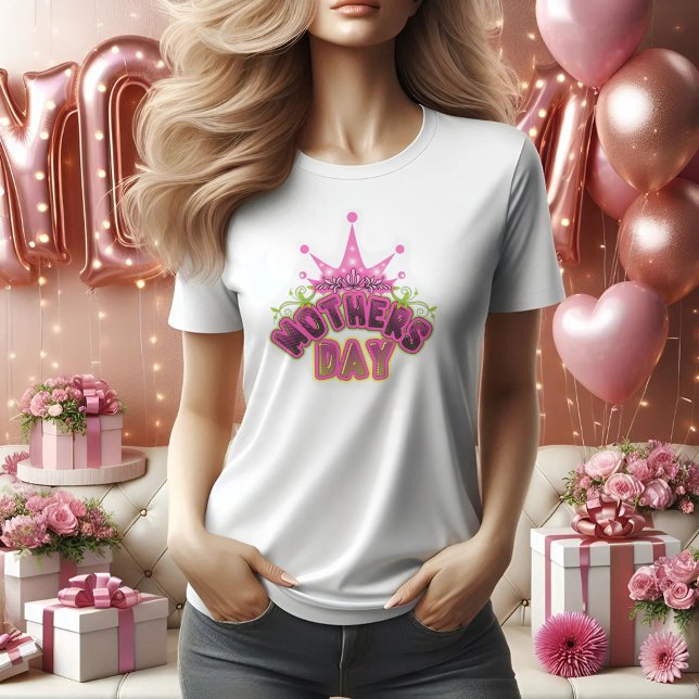 Fête des mères roses joyeuses T-shirt femmes (Créateur téléchargé)