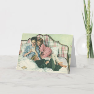 Fête des mères vintage, Enfants lisant des cartes 