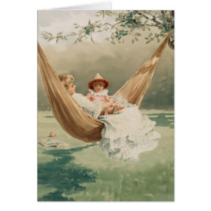 Fête des mères vintages Maman et enfant à Hammock