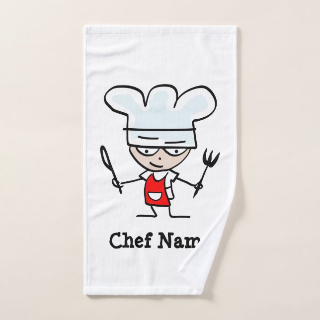 Fête des pères cadeau nom personnalisé chef cuisin (Serviette à main)