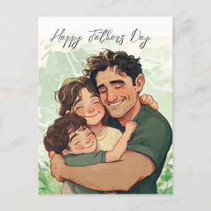 Fête des pères et fils de tout cœur carte postale