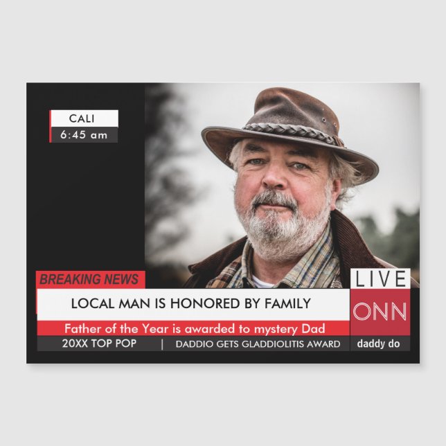 Fête des Pères 🎉 Fausse TV News Carte magnétique (Devant)