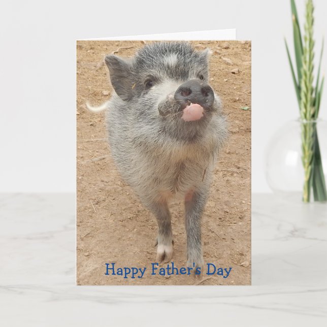 Fête des pères Happy Personnalisée, Mini Carte Pig (Devant)