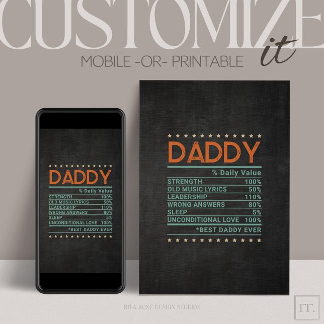 Fête des pères % Personnaliser de la carte de voeu (Créateur téléchargé)