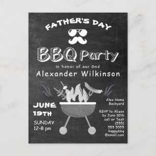 Fête des pères Rustic Chalkboard BBQ Invitation