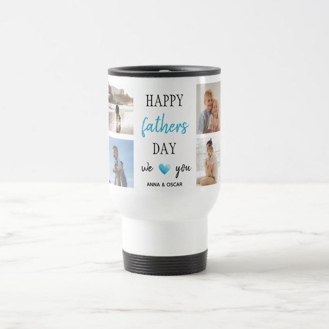 Fête des pères Travel Mug | Collage personnalisé (Centre)