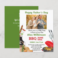 FÊTE DES PÈRES verte BUDGET Photo BBQ Invitation