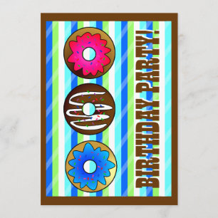Fête des petits Donut Anniversaire Invitation 5 x