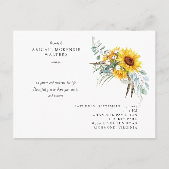 Fête des tournesols de la vie Invitation (Devant)