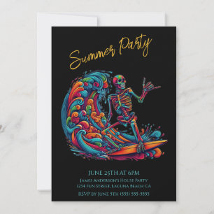 Fête d'été - Colorée Squelette Invitation Surfer