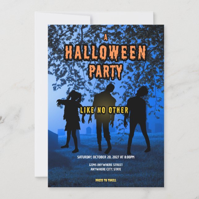 Fête d'Halloween au cimetière de zombies effrayant (Devant)