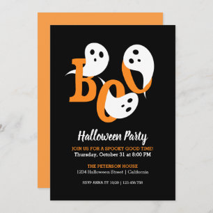 Fête d'Halloween branché Fantômes Black Invitation