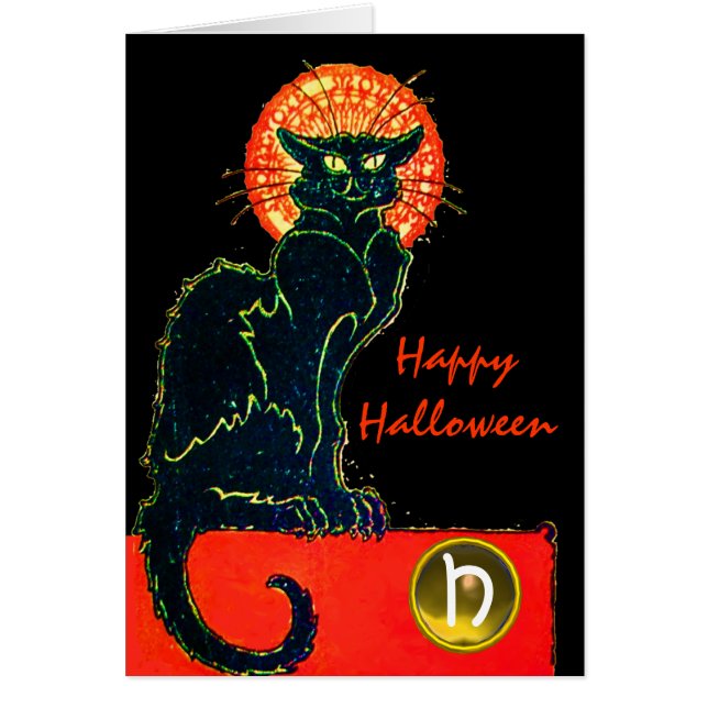 FÊTE D'HALLOWEEN CHAT NOIR MONOGRAMME (Devant)