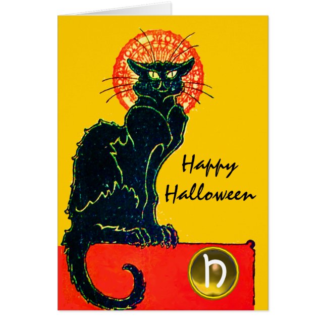 FÊTE D'HALLOWEEN CHAT NOIR MONOGRAMME (Devant)
