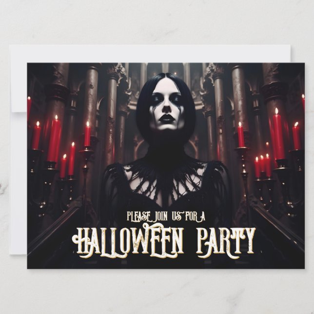 Fête d'Halloween - Invitation gothique sombre (Devant)